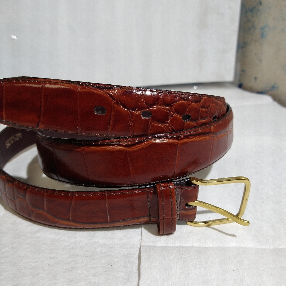 Vintage Brown Gator Cowhide Leather Belt sz 42